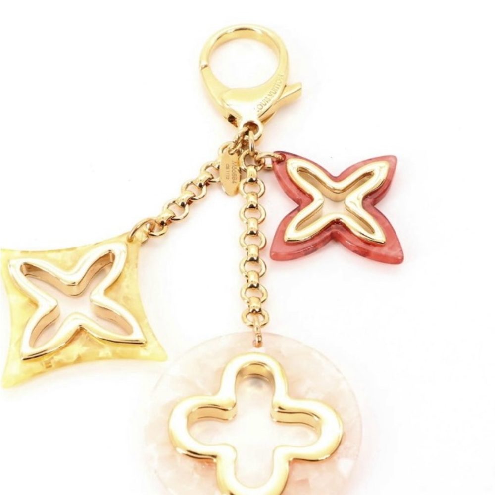 Gold and Pink Keychain with Floral Charms